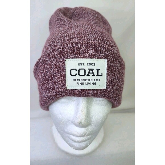 Coal  Beanie Hat Burgundy Spackle Knit Embroidered Logo Men’s One Size - Picture 2 of 6